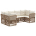 Tuinbankenset 6 st 6-Aantal zitplaatsen Beige poly rattan