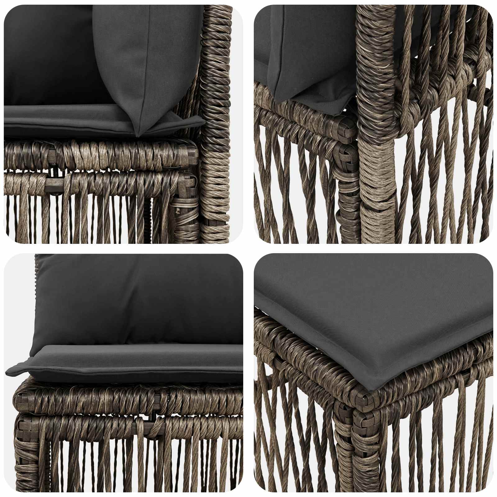 Tuinbankenset 7 st 7-Aantal zitplaatsen Grijs poly rattan
