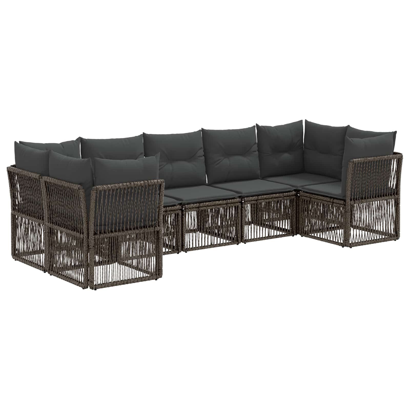 Tuinbankenset 7 st 7-Aantal zitplaatsen Grijs poly rattan