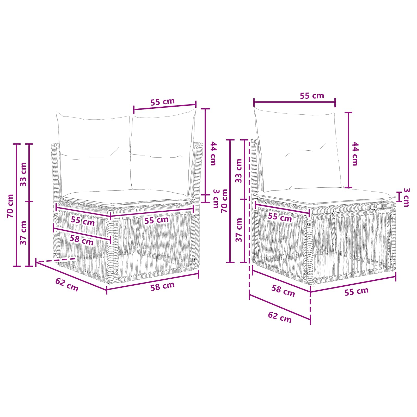 Tuinbankenset 7 st 7-Aantal zitplaatsen Grijs poly rattan