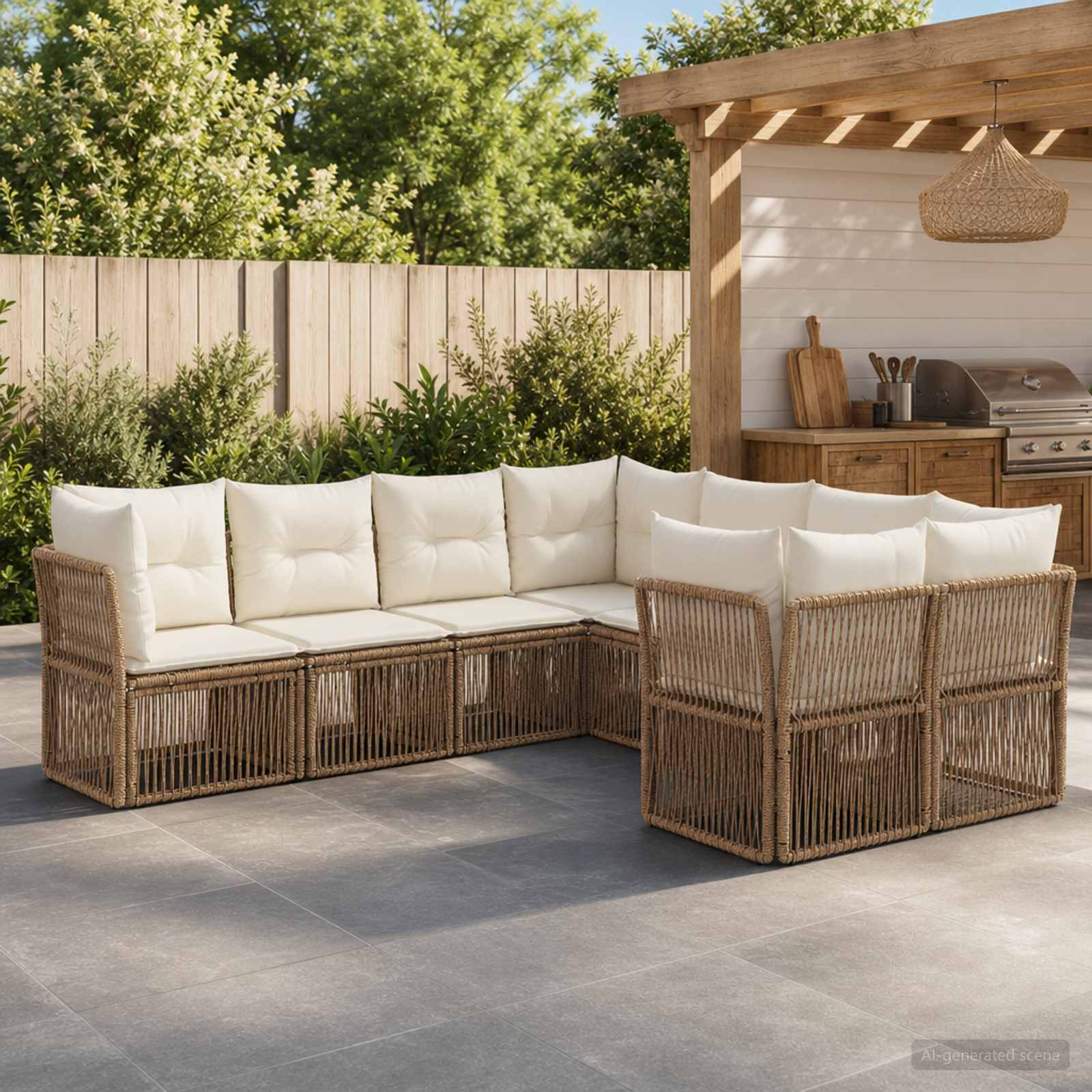 Tuinbankenset 8 st 8-Aantal zitplaatsen Beige poly rattan