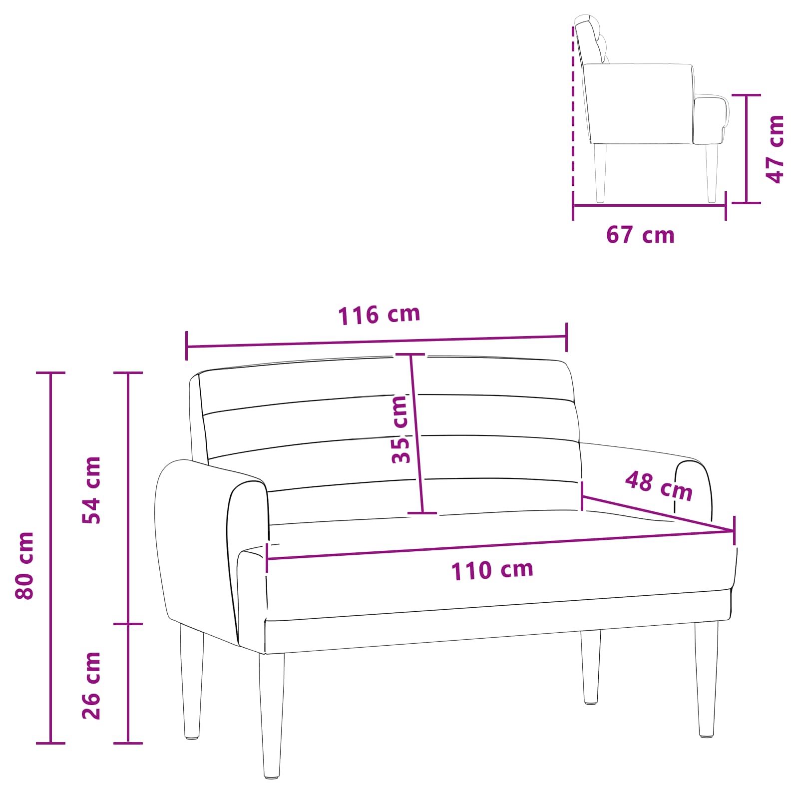 Loungebank met knopencomfort Roze 116 x 67 x 80 cm Stof