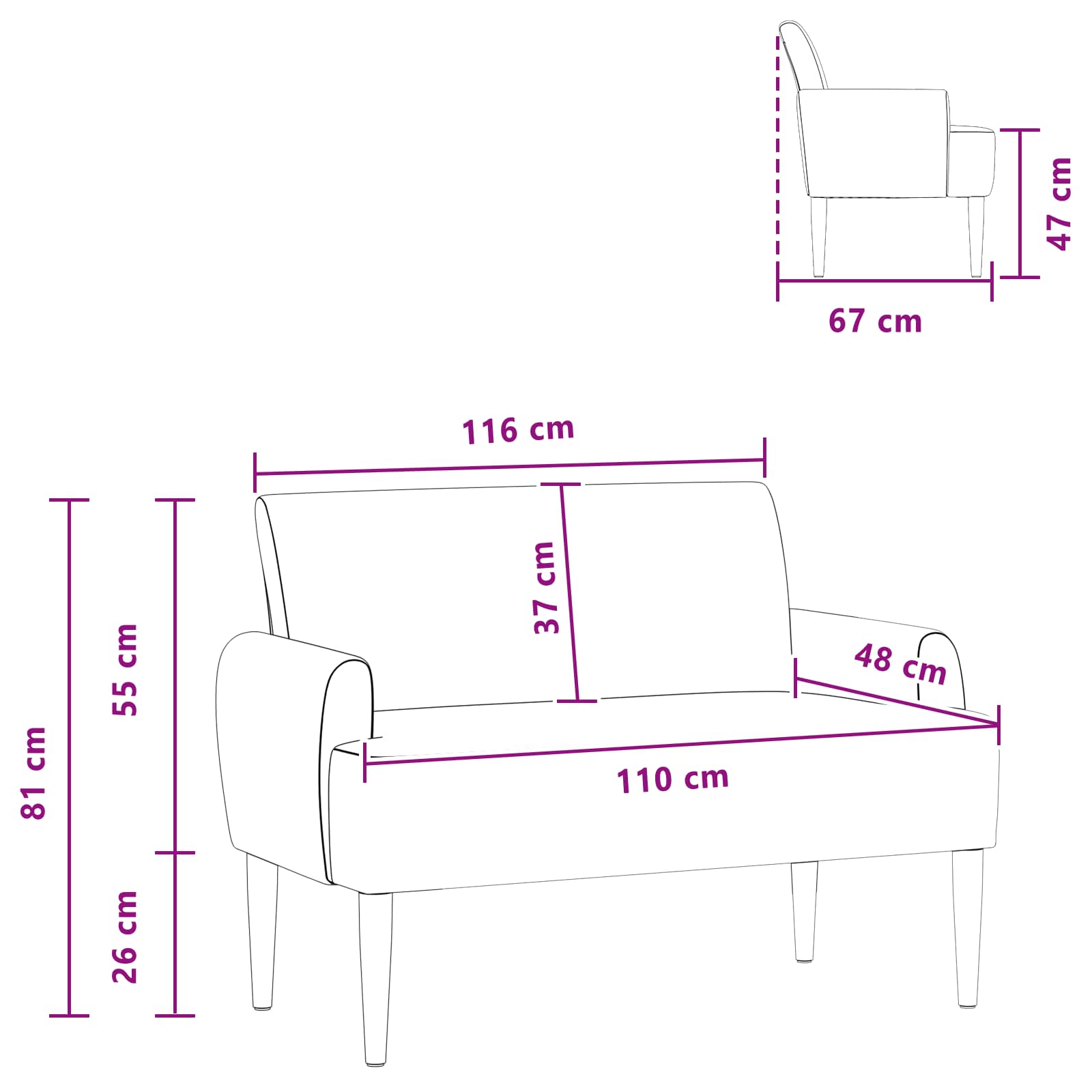 Loungebank met knopencomfort Crèmekleurig 116 x 67 x 81 cm