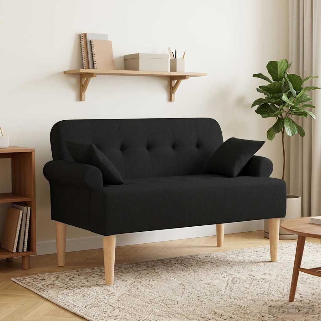 Loungebank met knopencomfort Zwart 120 x 65 x 79 cm Stof