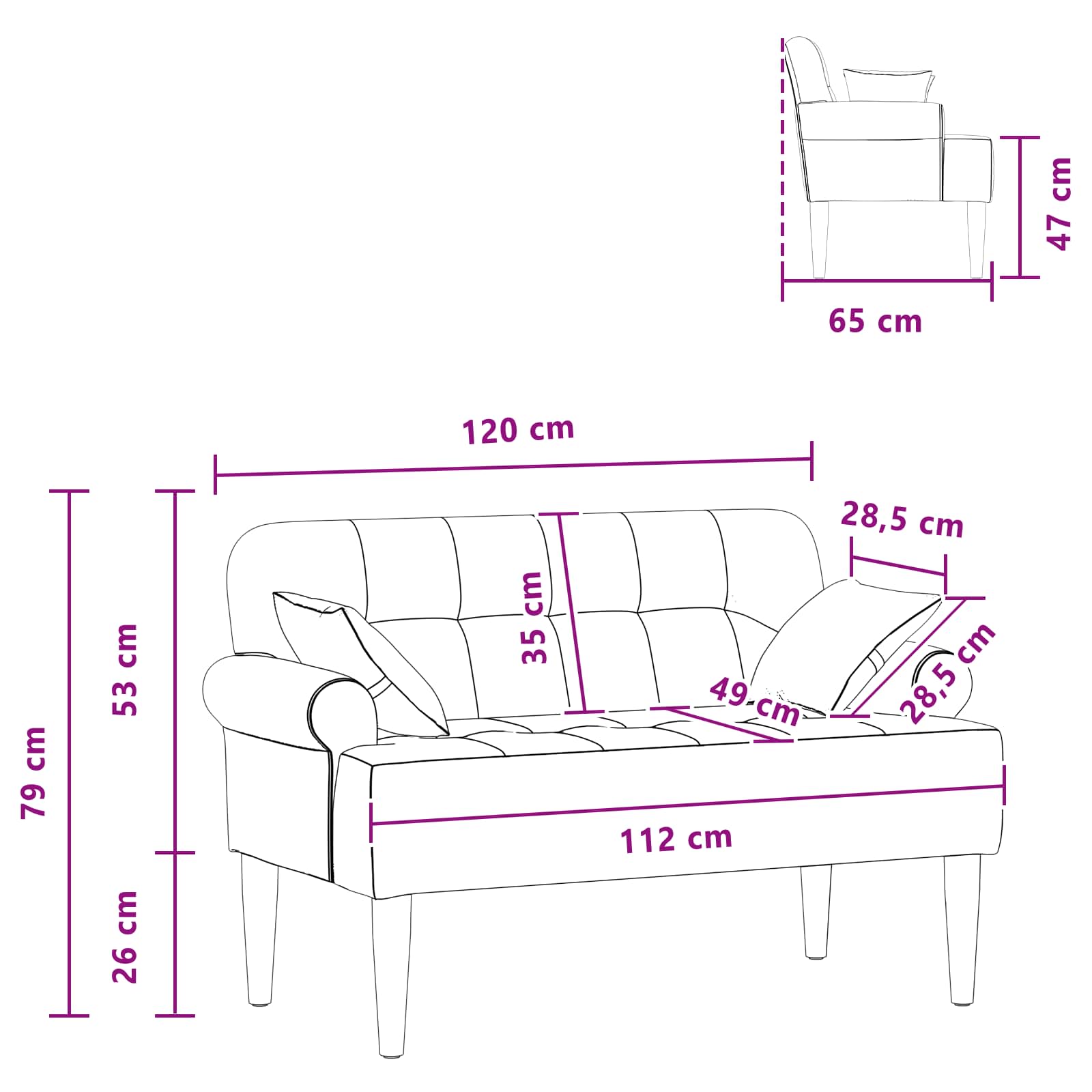 Loungebank met knopencomfort Taupe 120 x 65 x 79 cm Stof