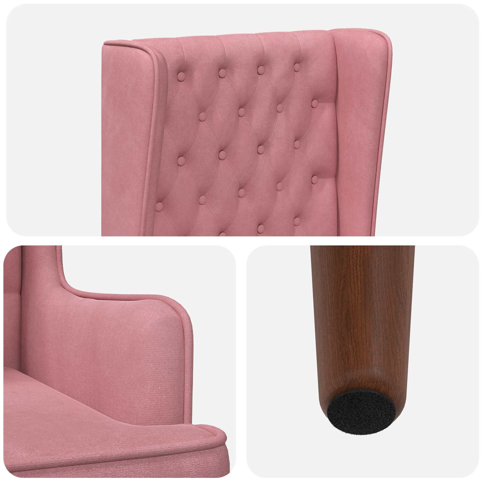 Stoel met hoge rugleuning Roze fluweel