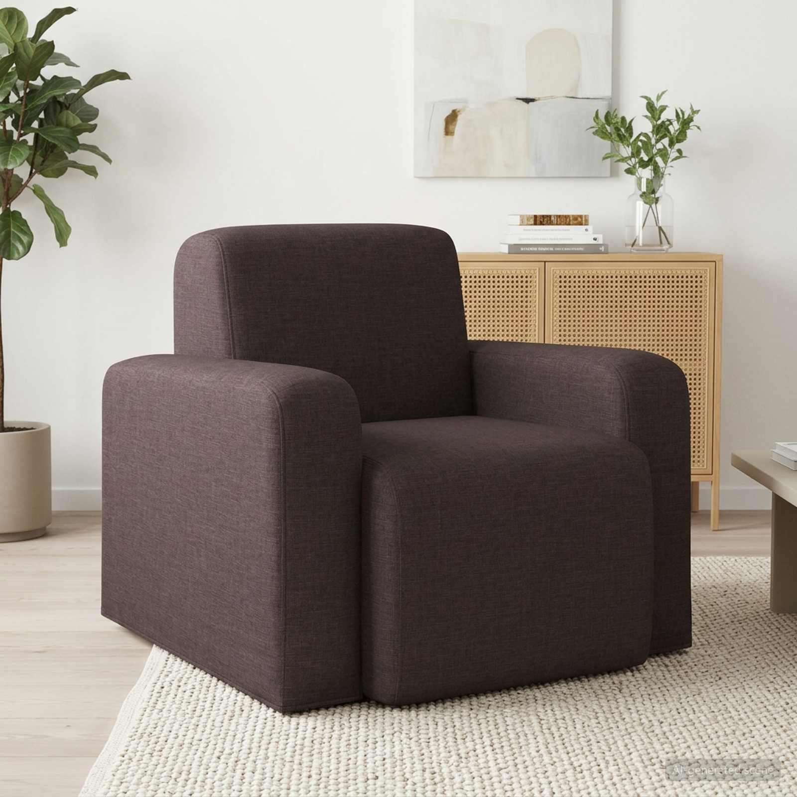 Fauteuil Donkerbruin Stof