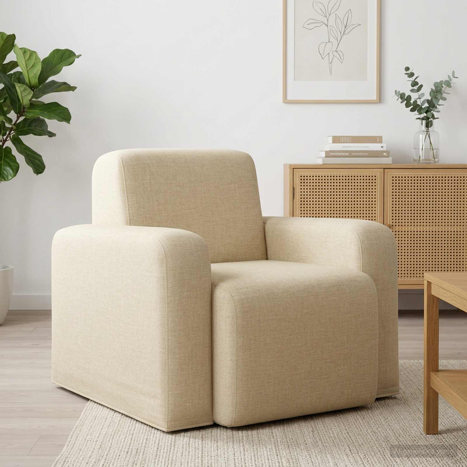 Fauteuil Crèmekleurig Stof