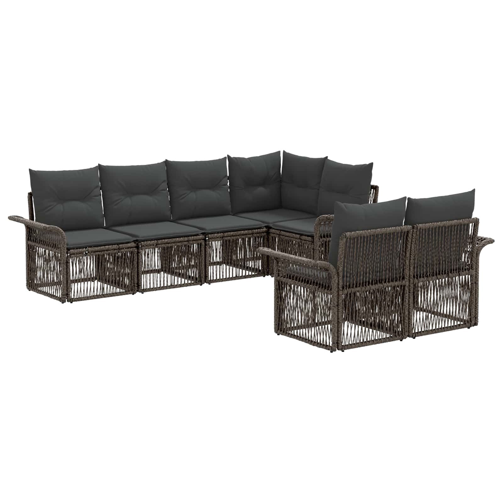 Tuinbankenset 7 st 7-Aantal zitplaatsen Grijs poly rattan