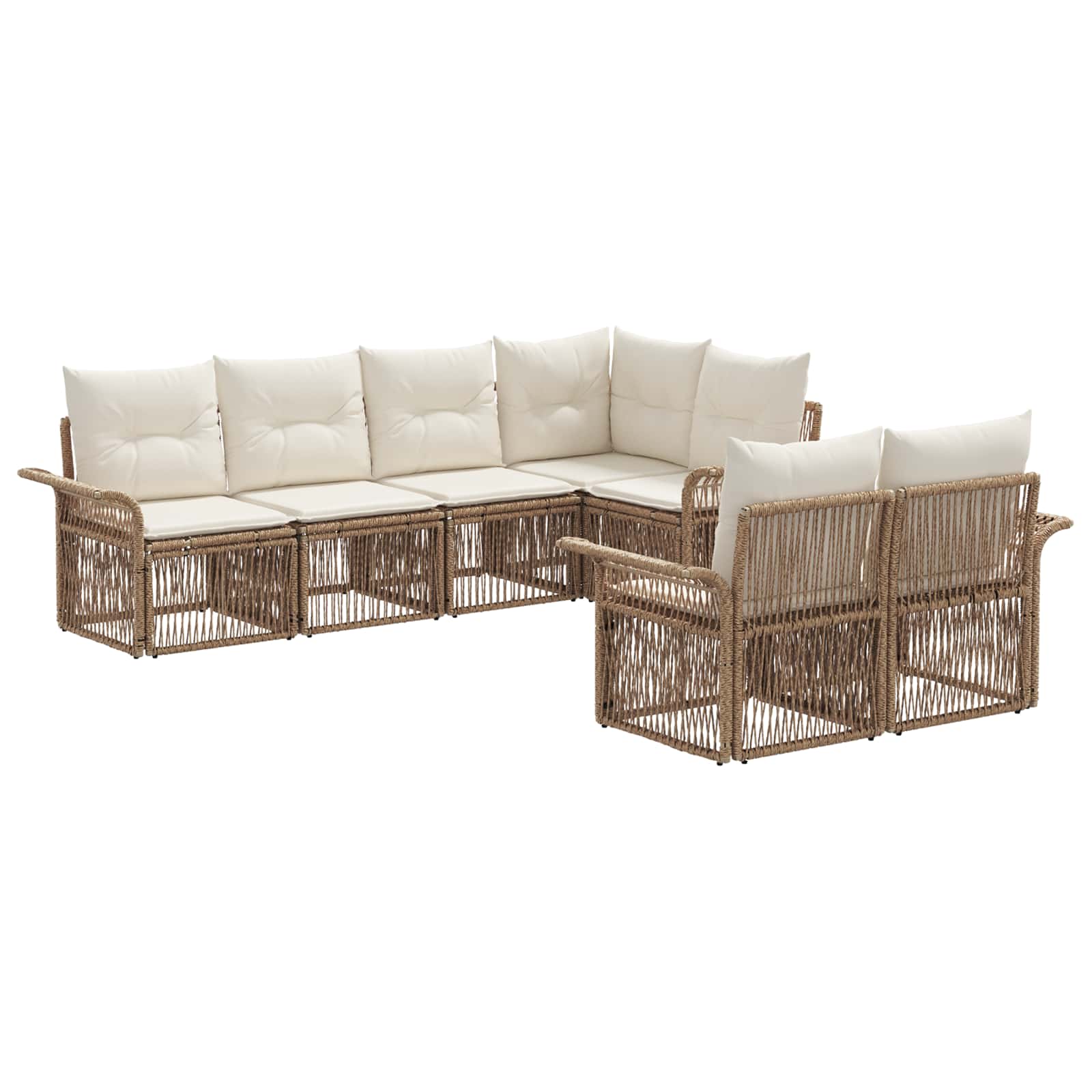 Tuinbankenset 7 st 7-Aantal zitplaatsen Beige poly rattan