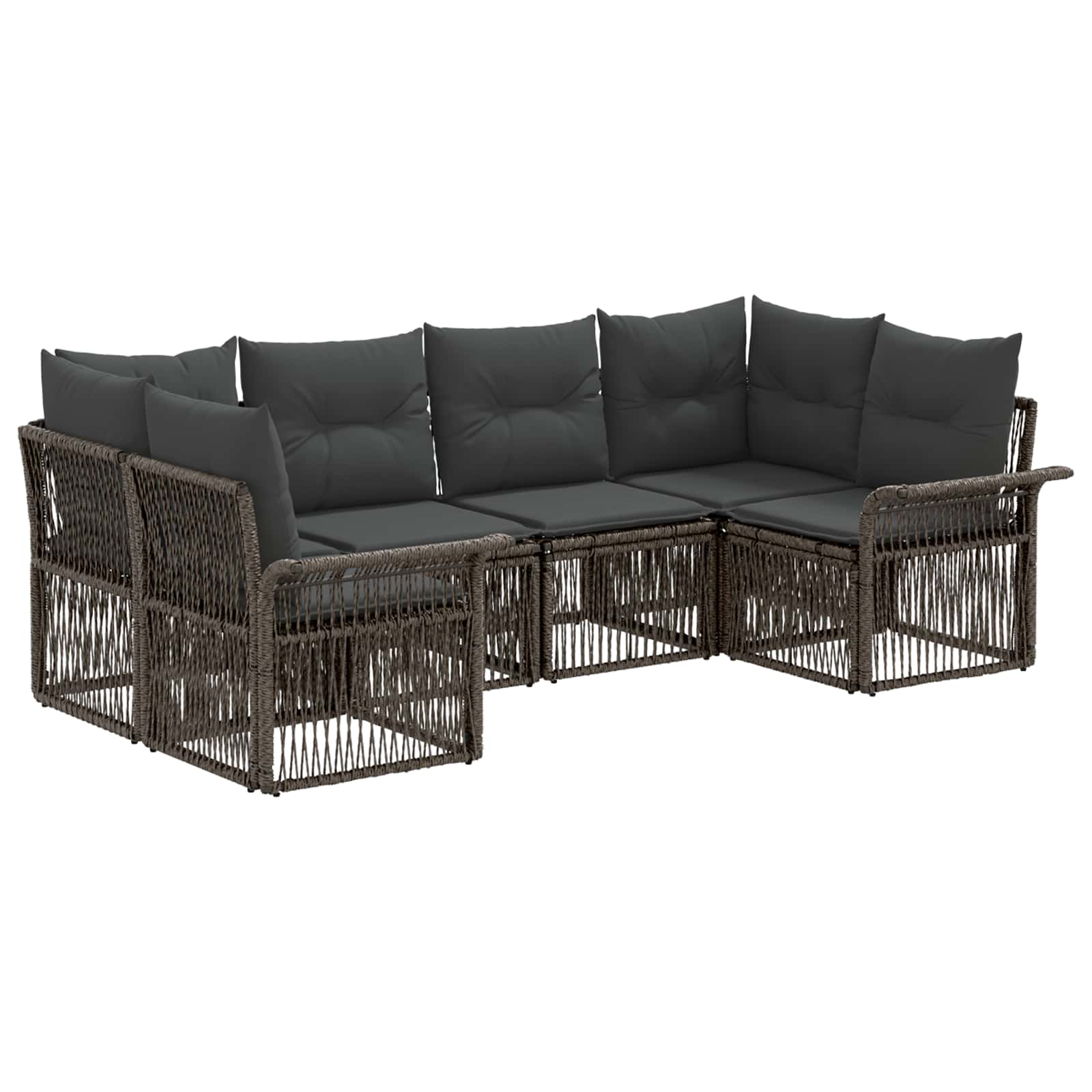 Tuinbankenset 6 st 6-Aantal zitplaatsen Grijs poly rattan
