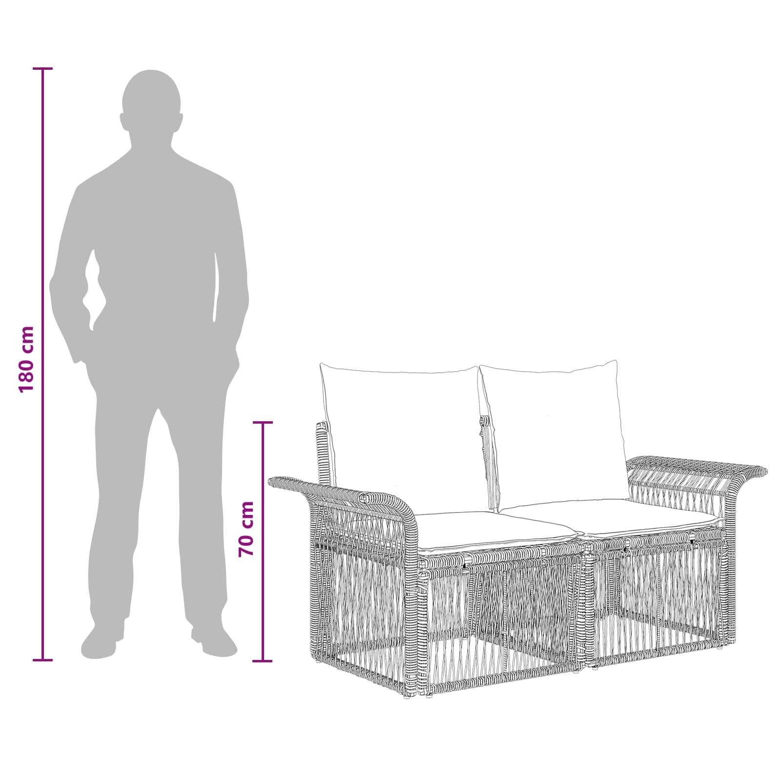 Tuinbankenset 7 st 7-Aantal zitplaatsen Beige poly rattan