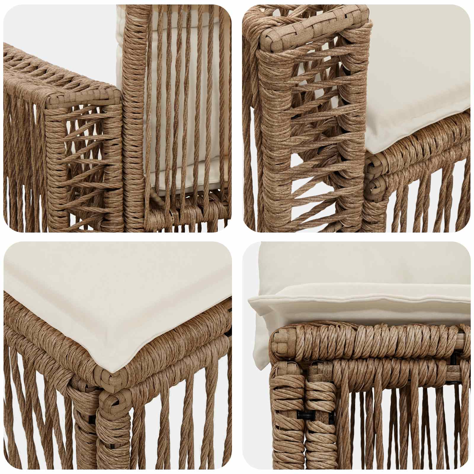 Tuinbankenset 6 st 6-Aantal zitplaatsen Beige en Crème Wit