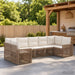 Tuinbankenset 7 st 7-Aantal zitplaatsen Beige en Crème Wit