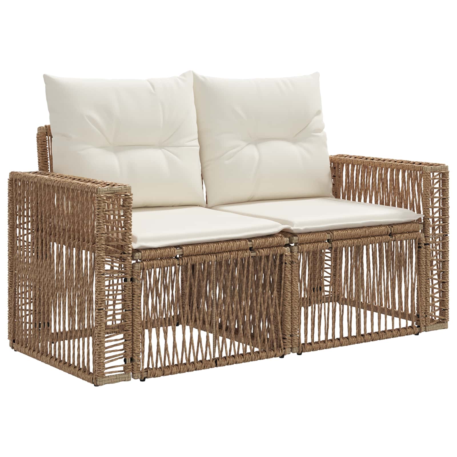 Tuinbankenset 7 st 7-Aantal zitplaatsen Beige en Crème Wit