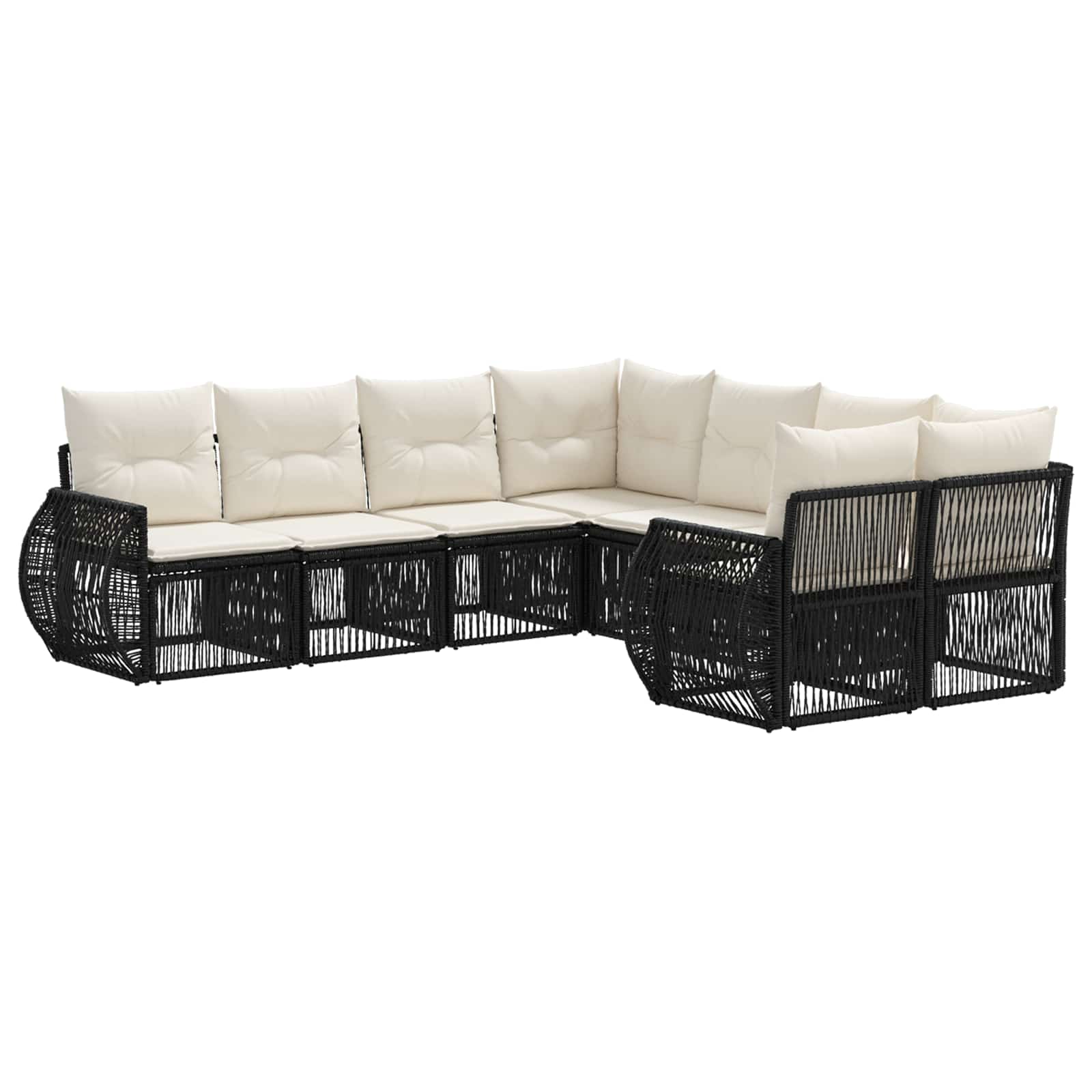 Tuinbankenset 8 st 8-Aantal zitplaatsen Zwart poly rattan