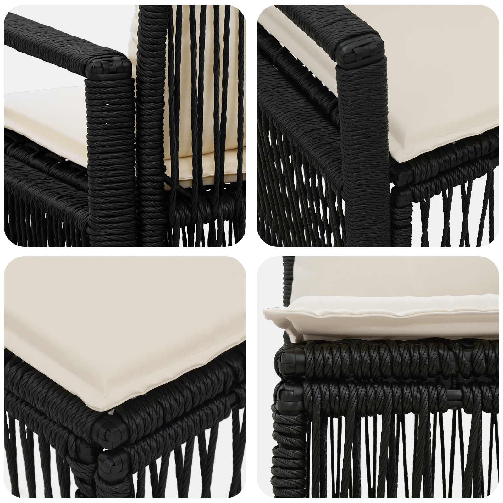 Tuinbankenset 6 st 6-Aantal zitplaatsen Zwart poly rattan