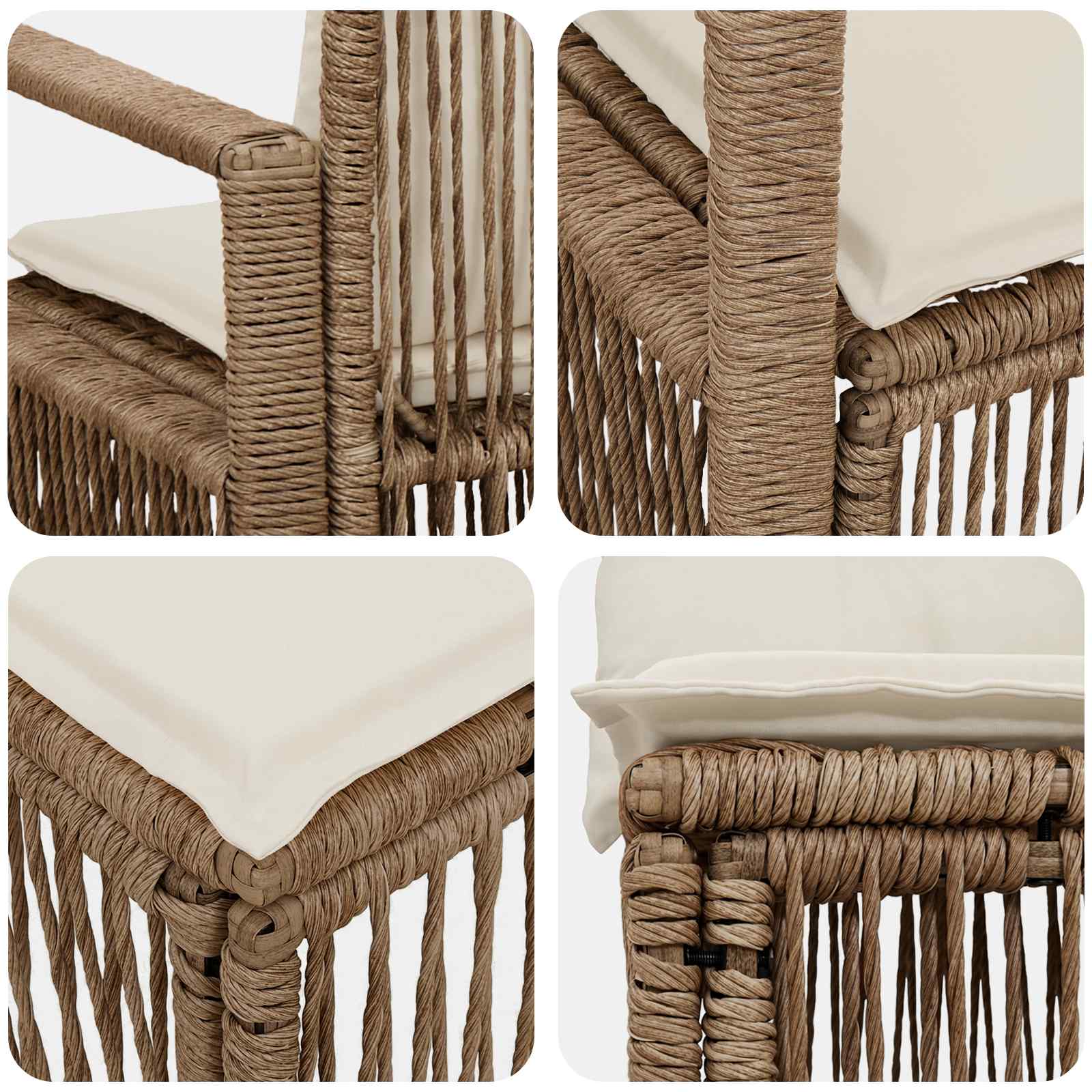 Tuinbankenset 6 st 6-Aantal zitplaatsen Beige poly rattan