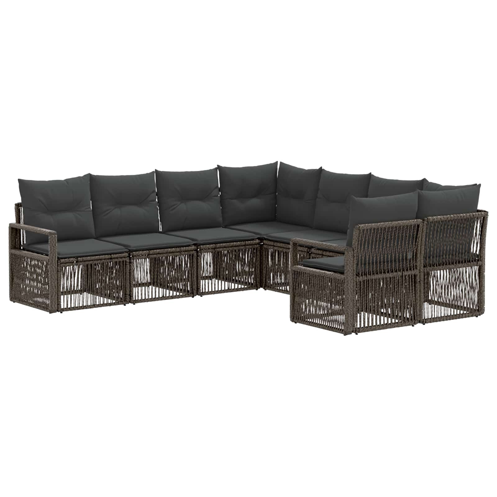 Tuinbankenset 8 st 8-Aantal zitplaatsen Grijs poly rattan