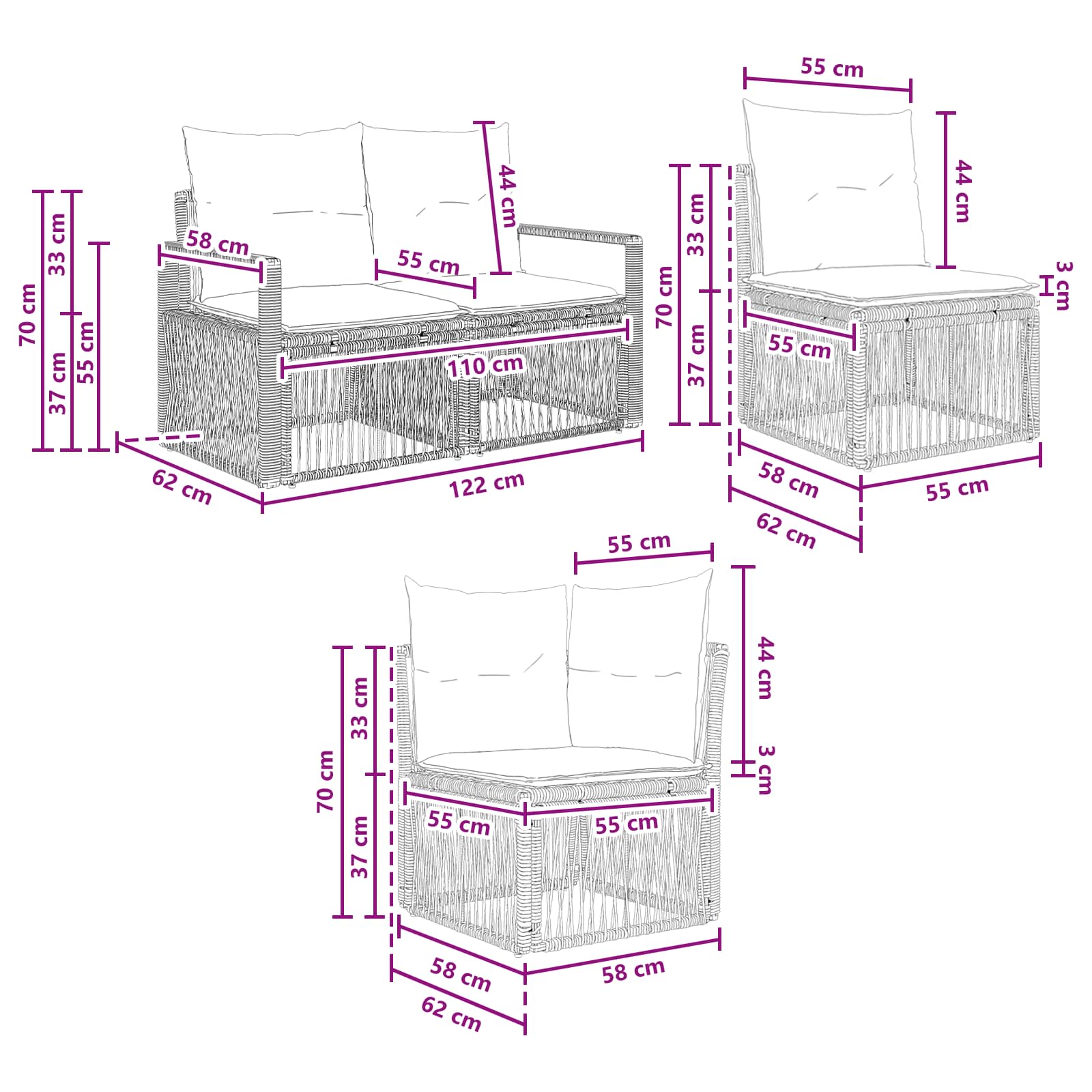 Tuinbankenset 8 st 8-Aantal zitplaatsen Beige poly rattan
