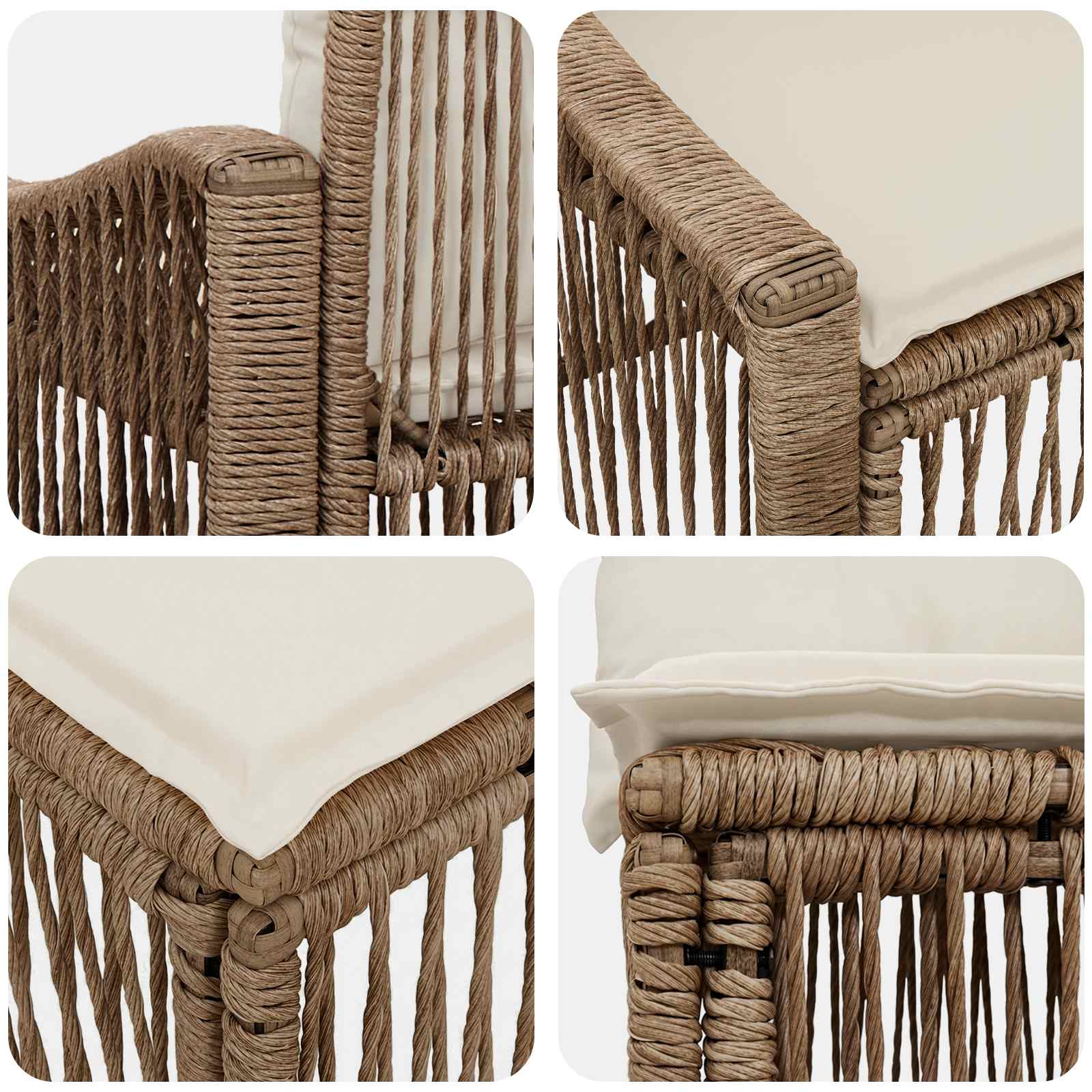 Tuinbankenset 7 st 7-Aantal zitplaatsen Beige poly rattan