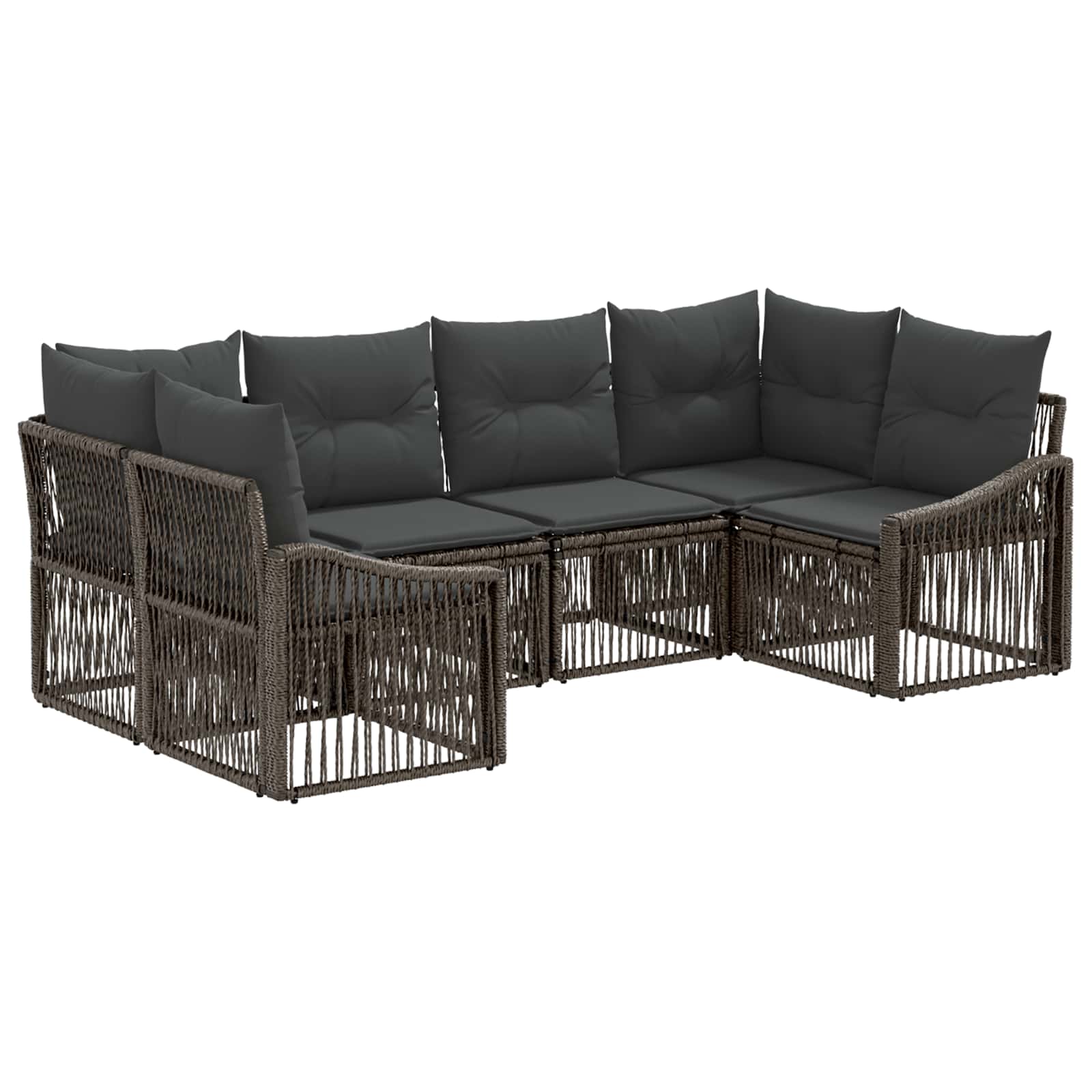 Tuinbankenset 6 st 6-Aantal zitplaatsen Grijs poly rattan