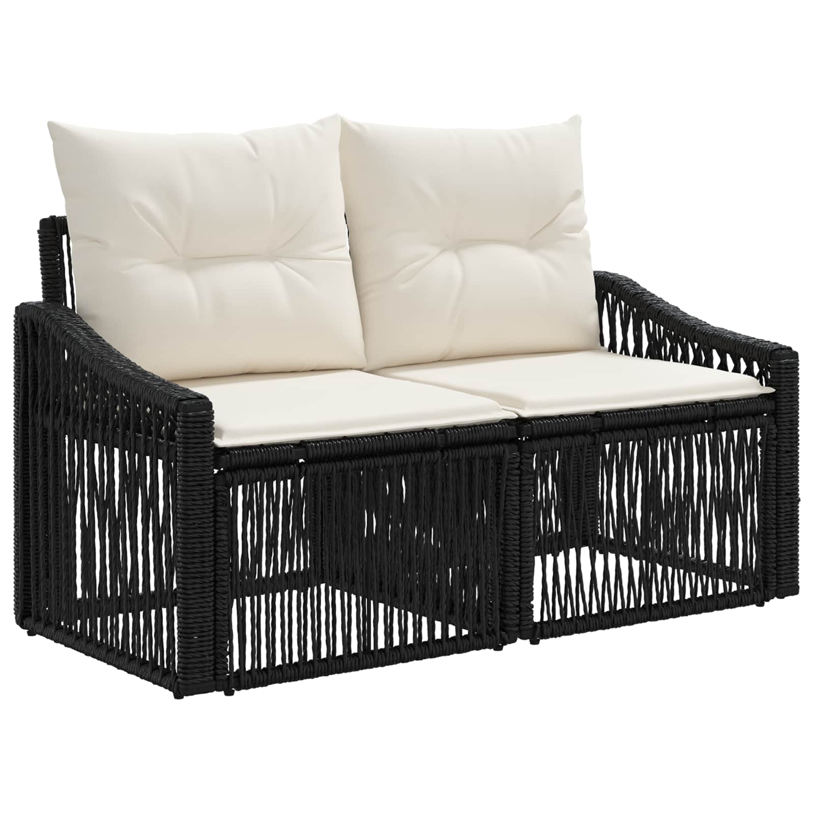 Tuinbankenset 7 st 7-Aantal zitplaatsen Zwart poly rattan