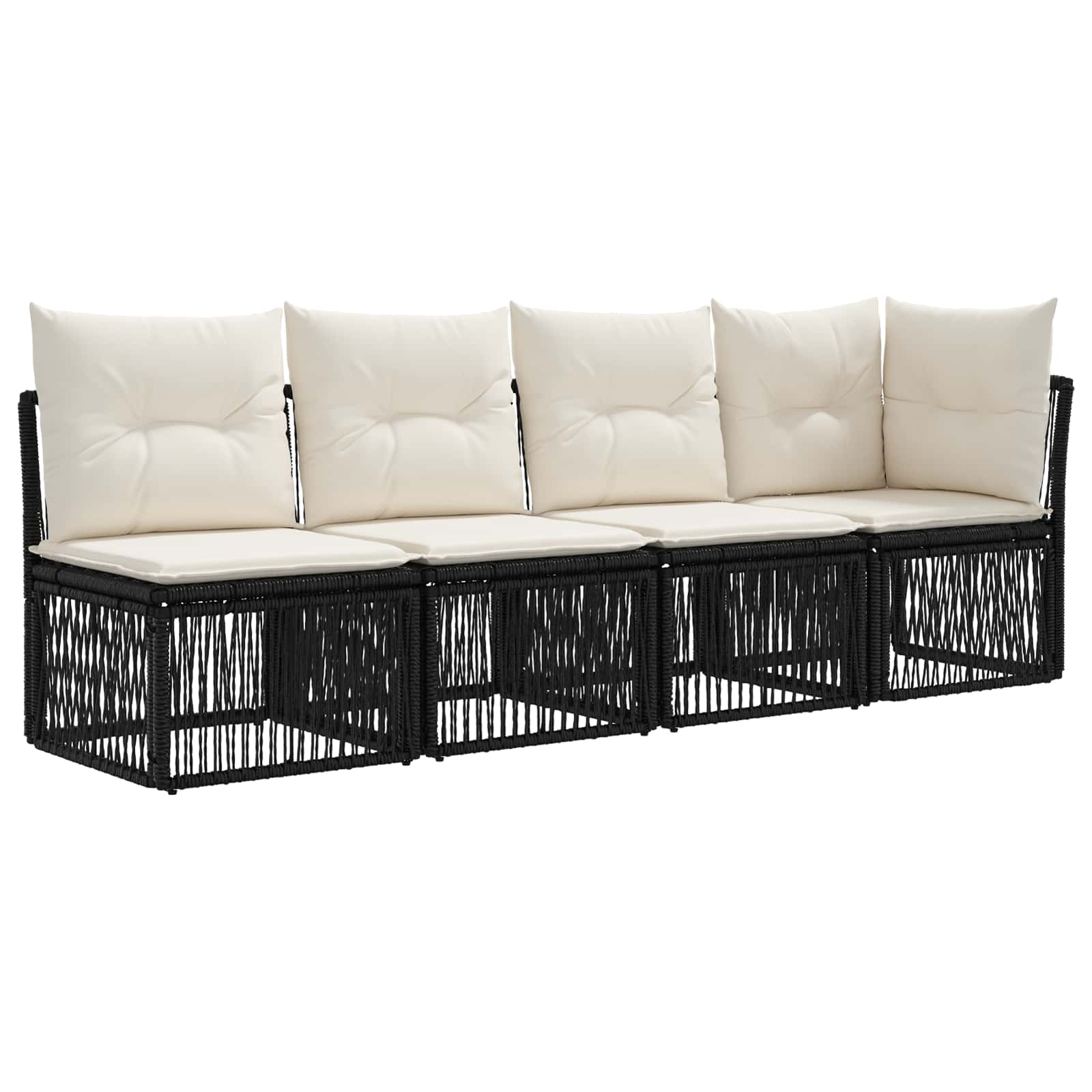 Tuinbankenset 7 st 7-Aantal zitplaatsen Zwart poly rattan
