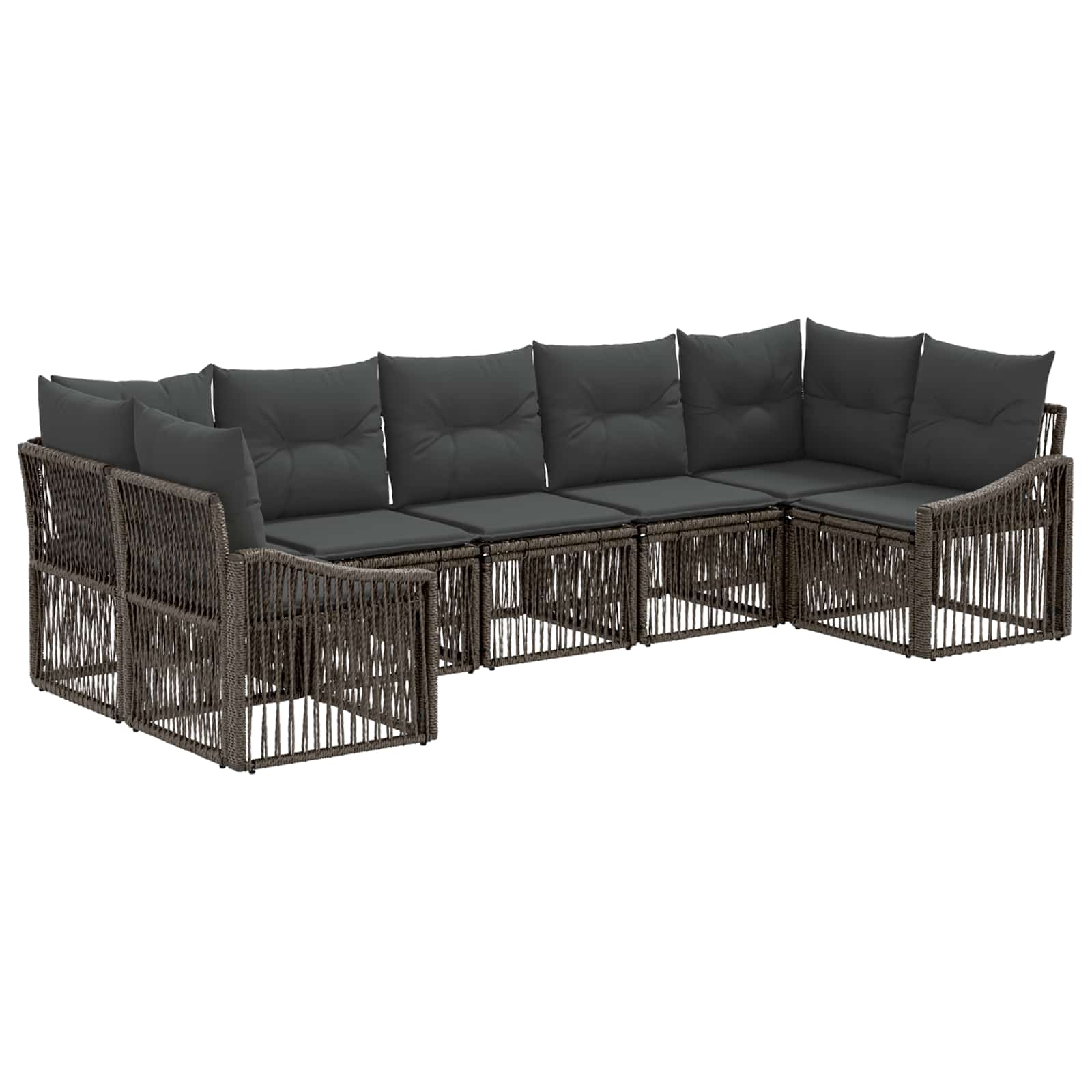 Tuinbankenset 7 st 7-Aantal zitplaatsen Grijs poly rattan