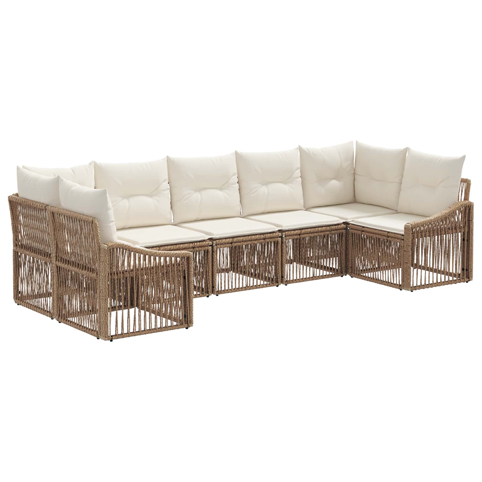 Tuinbankenset 7 st 7-Aantal zitplaatsen Beige poly rattan