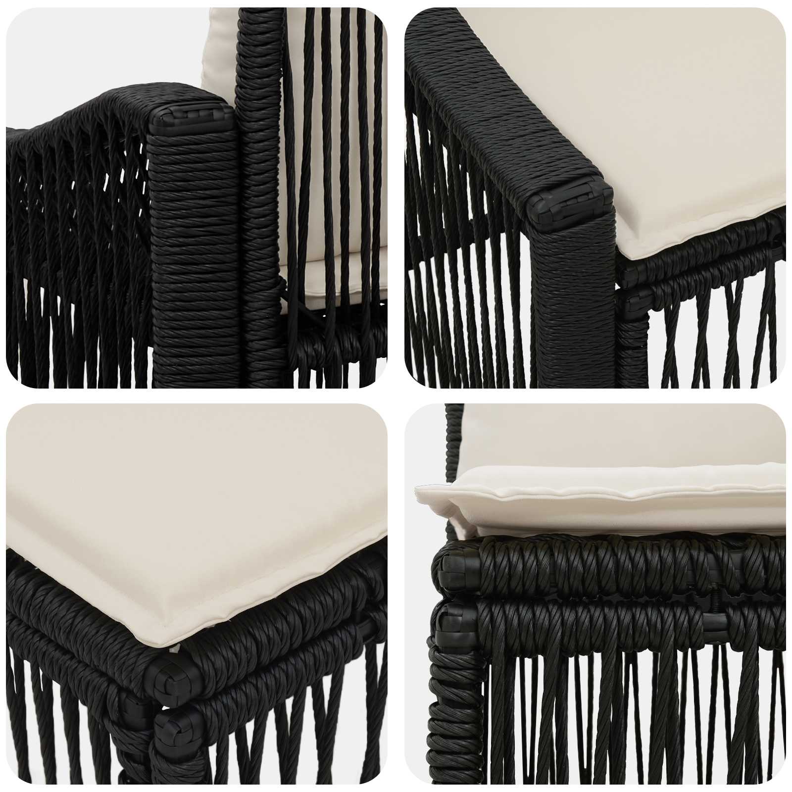 Tuinbankenset 8 st 8-Aantal zitplaatsen Zwart poly rattan