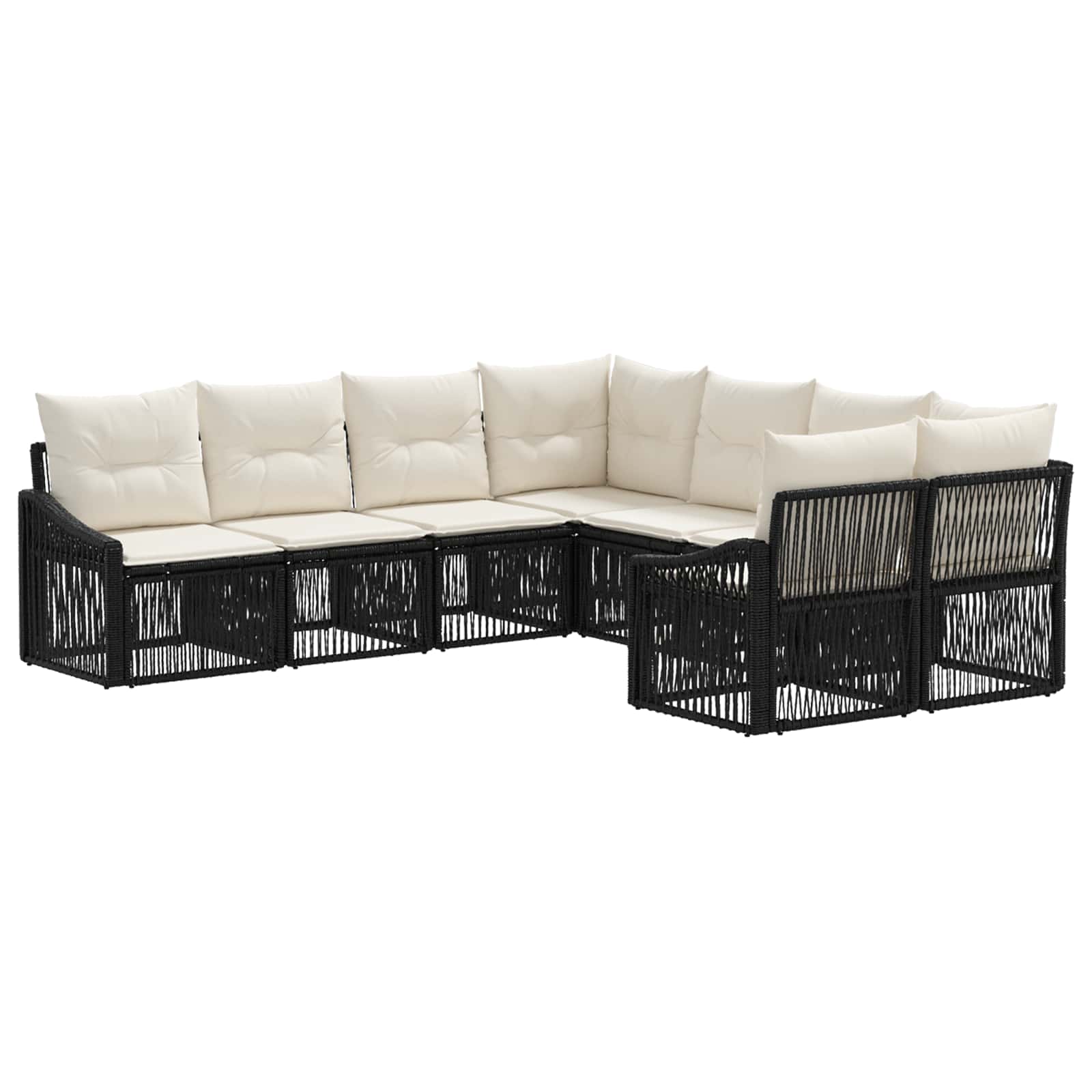 Tuinbankenset 8 st 8-Aantal zitplaatsen Zwart poly rattan
