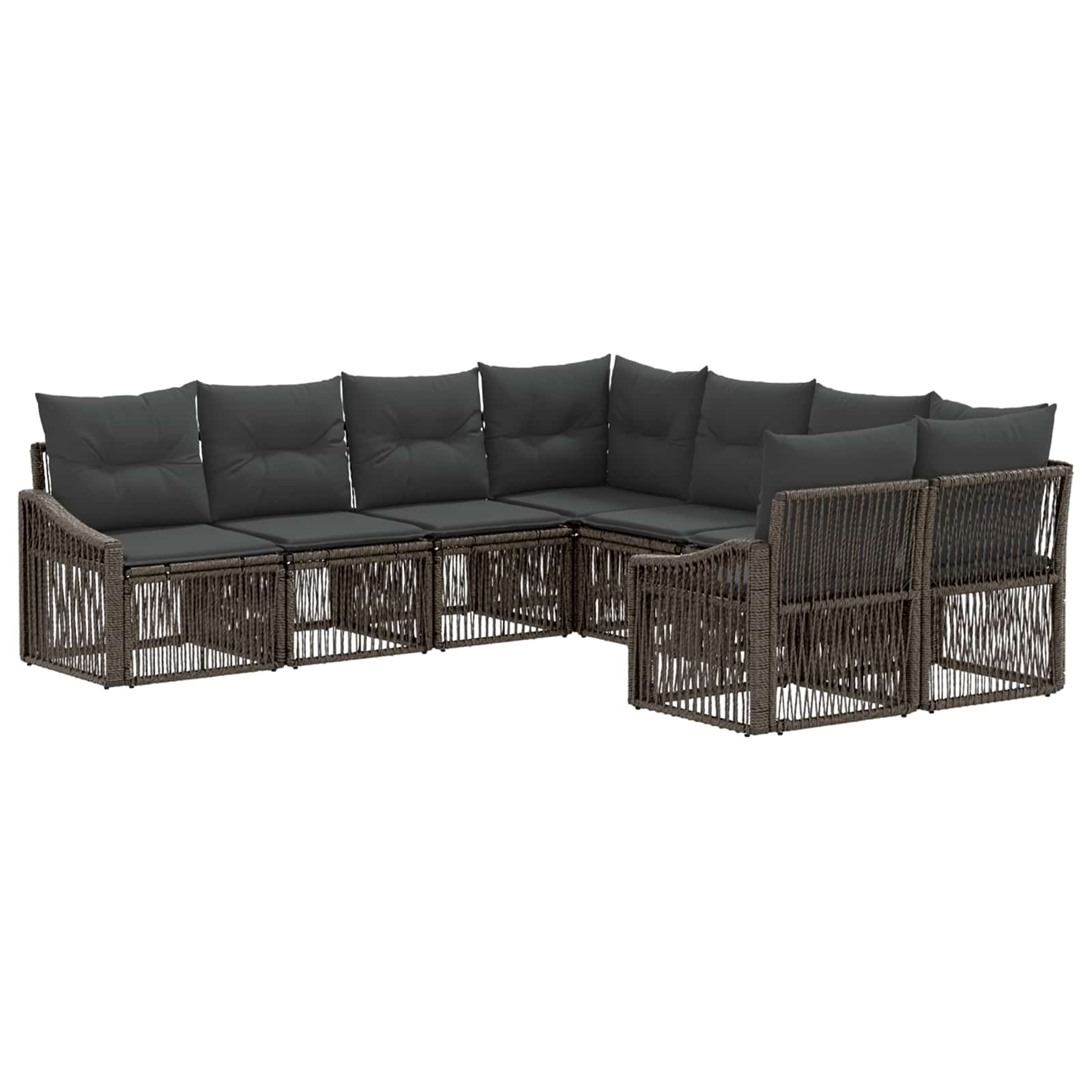 Tuinbankenset 8 st 8-Aantal zitplaatsen Grijs poly rattan