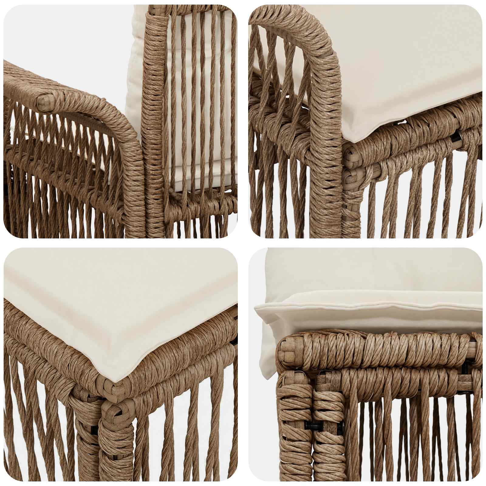 Tuinbankenset 7 st 6-Aantal zitplaatsen Beige en Crème Wit