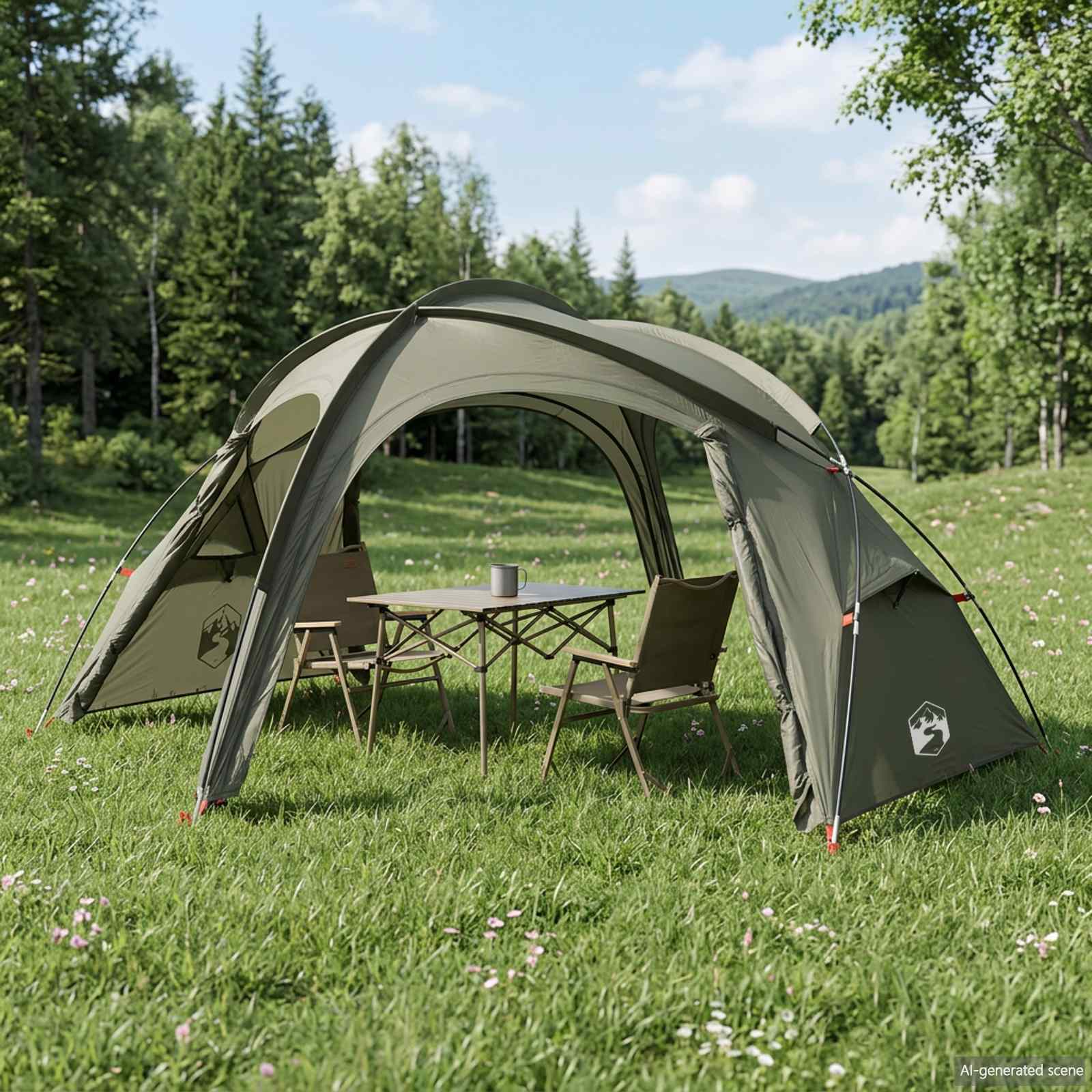 Trekkingtent met regenhoes waterdicht 3-persoons Legergroen
