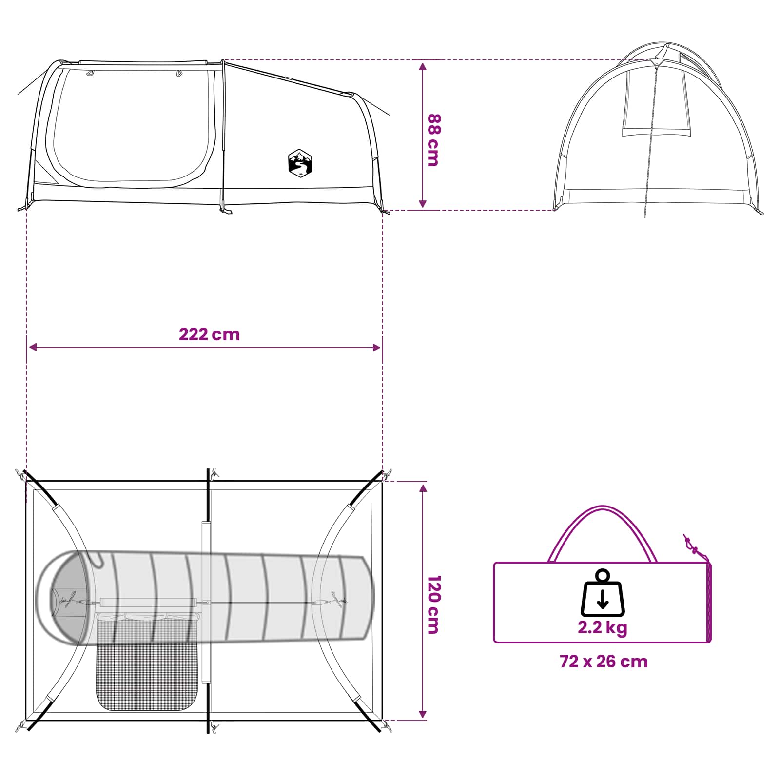 Hiking Tent Waterdicht 1-persoons Blauw