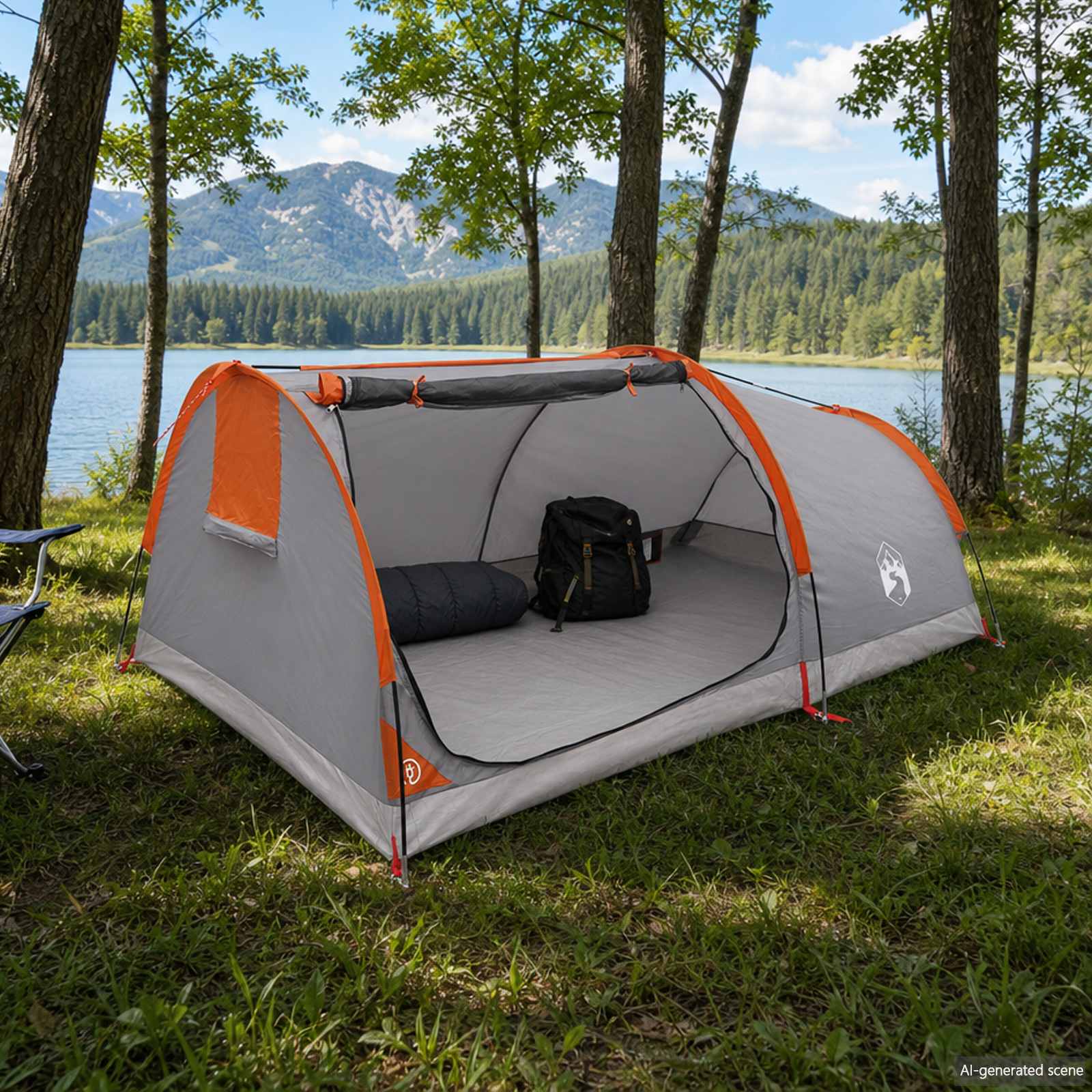 Hiking Tent Waterdicht 1-persoons Grijs en Oranje