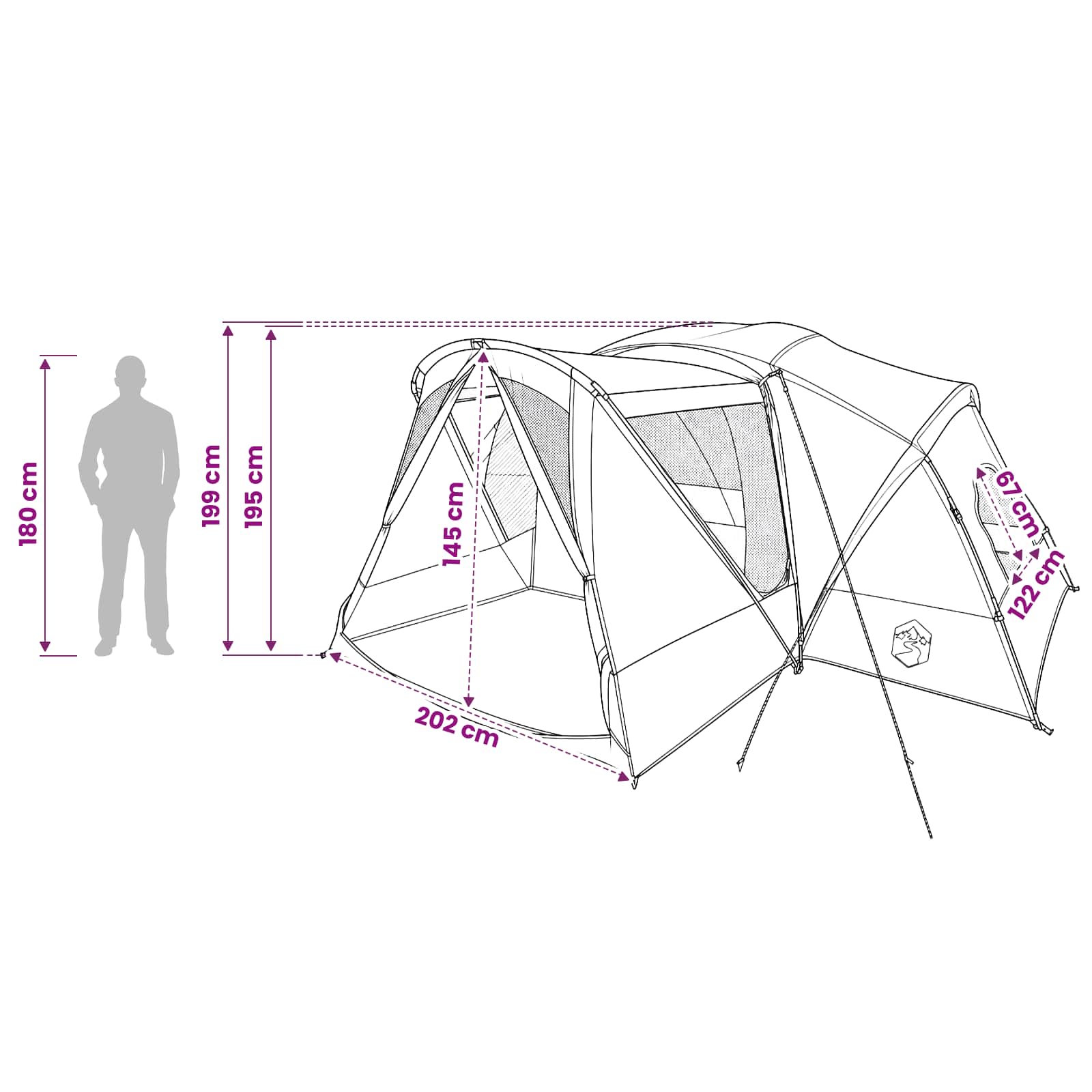 Trekkingtent met waterdichte regenfly 10-persoons Groen