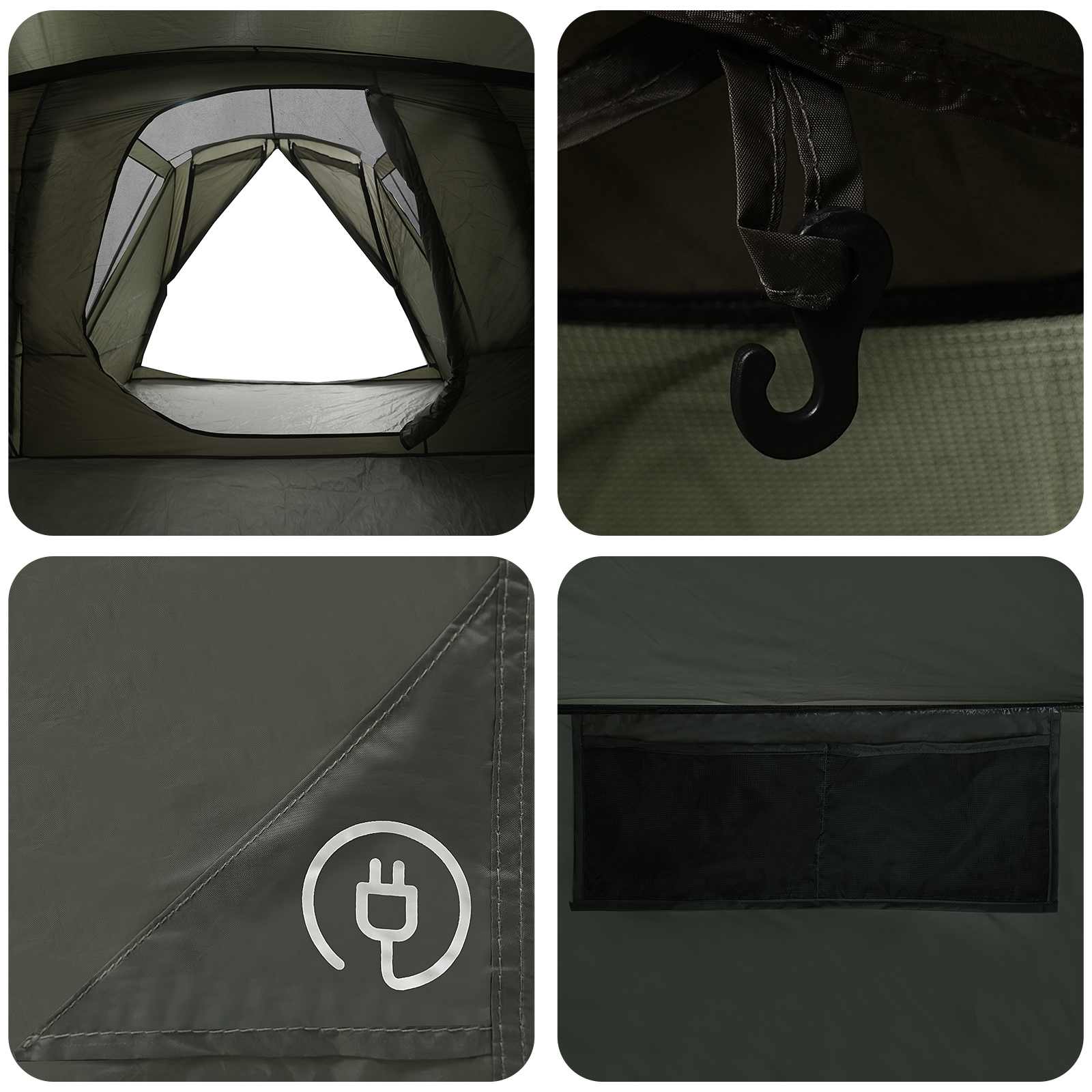 Trekkingtent met waterdichte regenfly 10-persoons Legergroen
