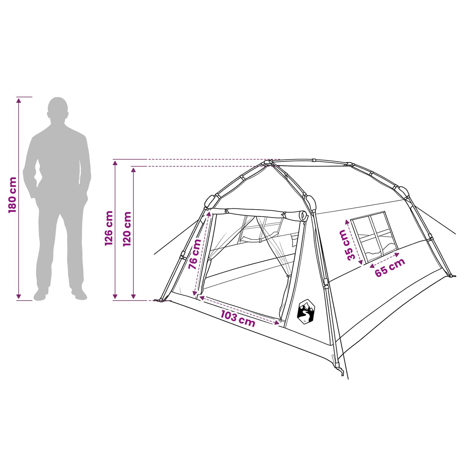 Instant Tent Water-resistant 2-persoons Blauw