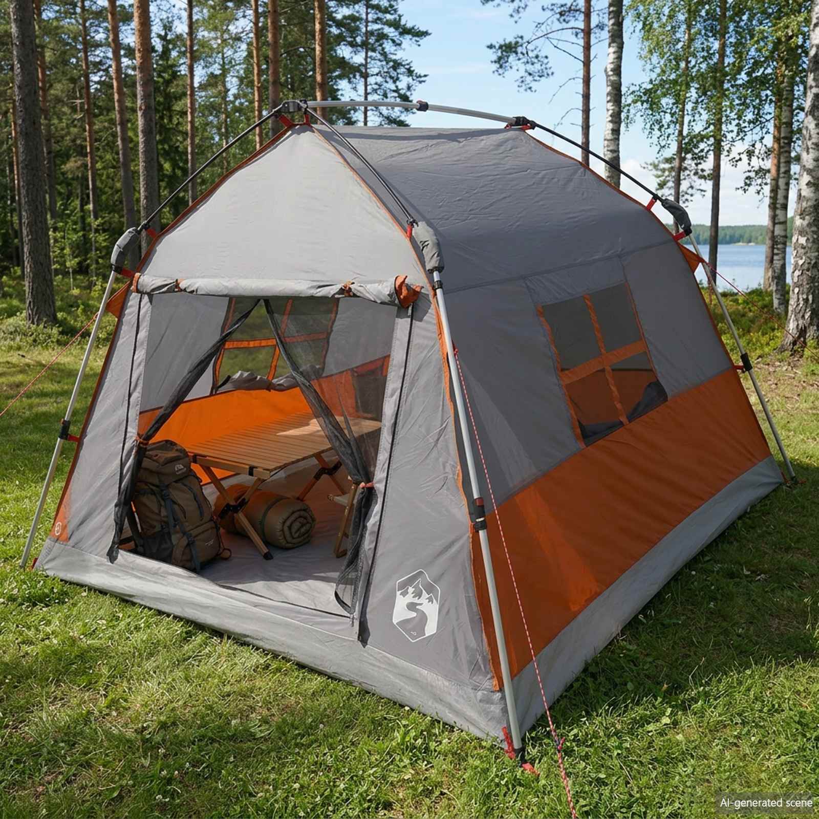 Instant Tent Water-resistant 2-persoons Grijs en Oranje