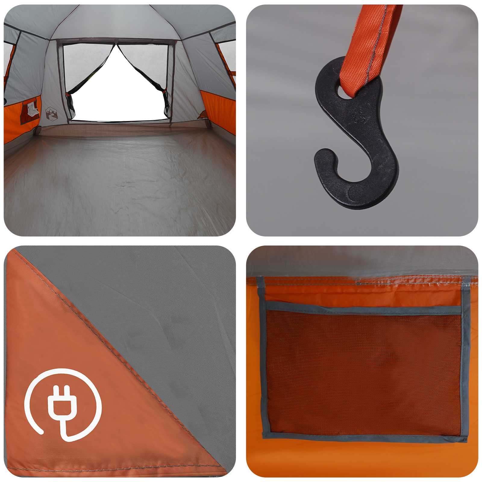 Instant Tent Water-resistant 3-persoons Grijs en Oranje