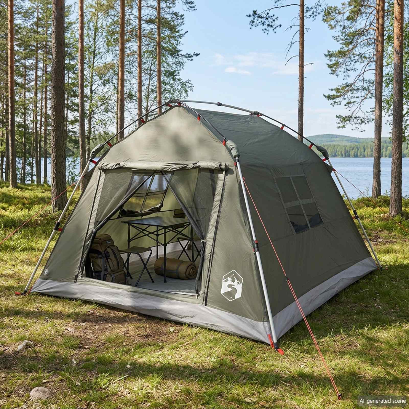 Instant Tent Water-resistant 3-persoons Legergroen