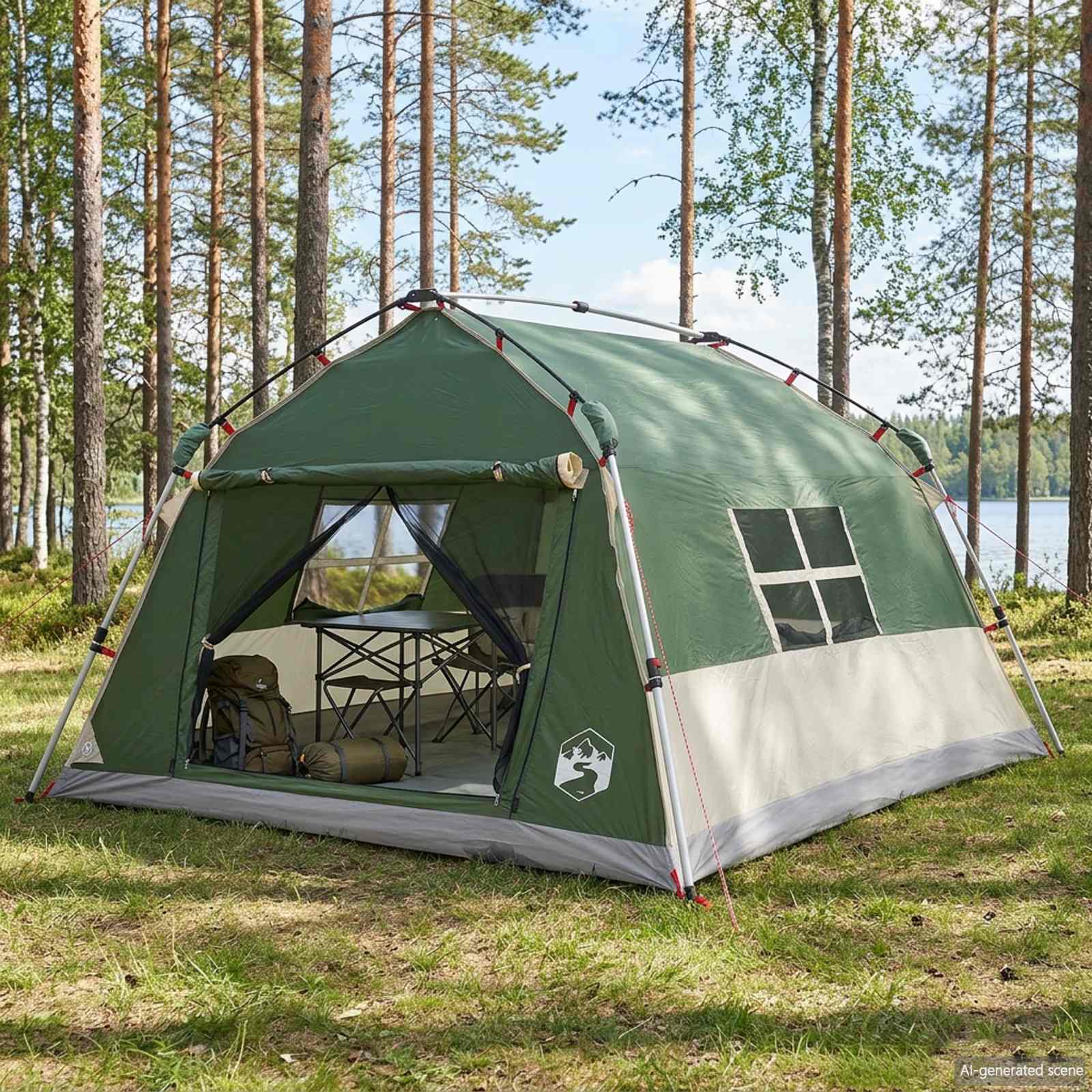 Instant Tent Water-resistant 4-persoons Groen