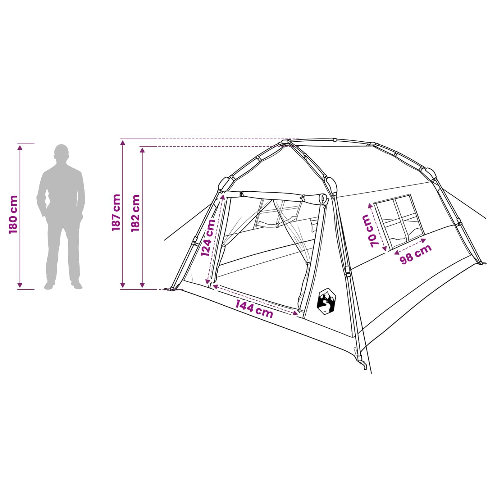 Instant Tent Water-resistant 4-persoons Grijs en Oranje