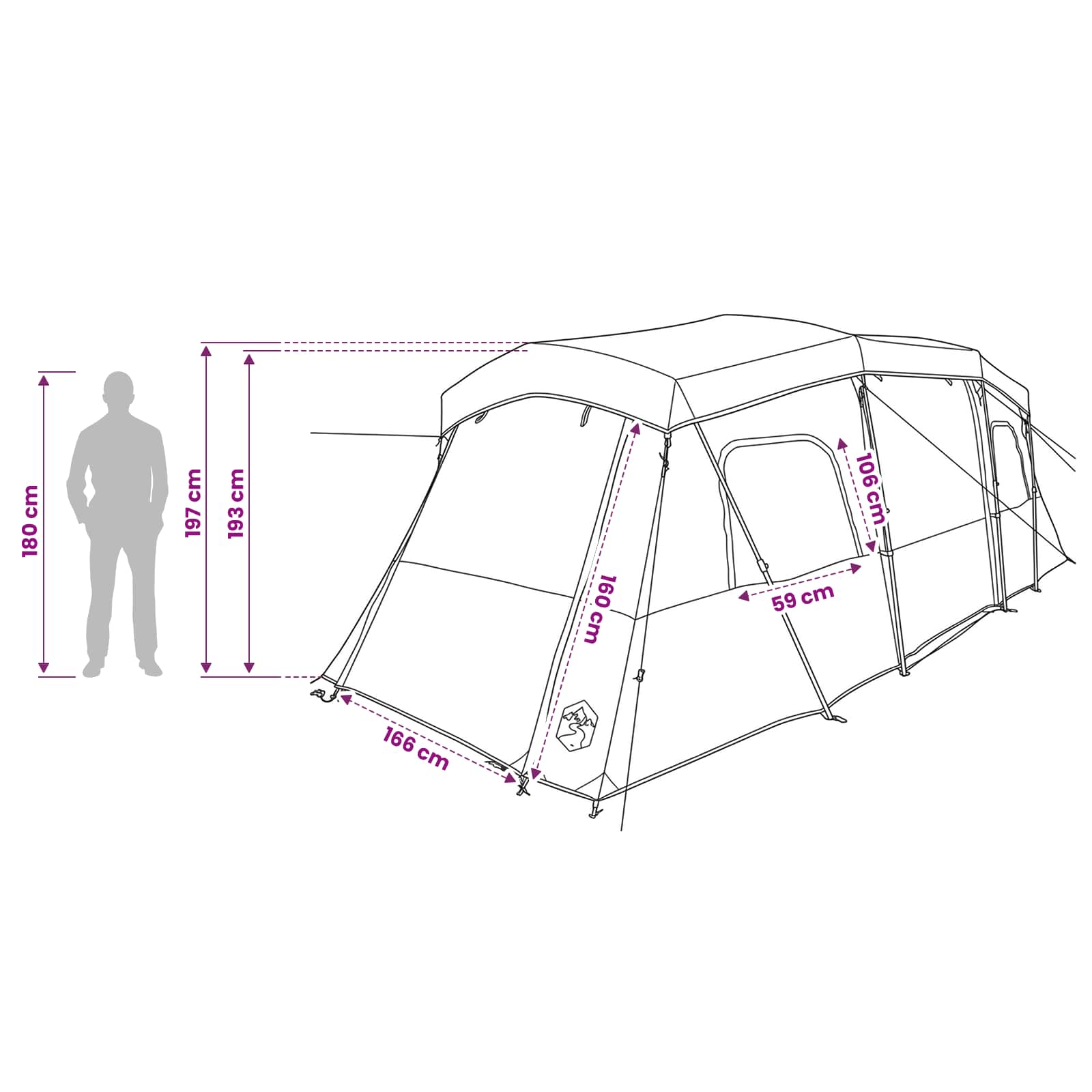 3-persoons Grijs en Oranje 185T Polyester met PU Coating