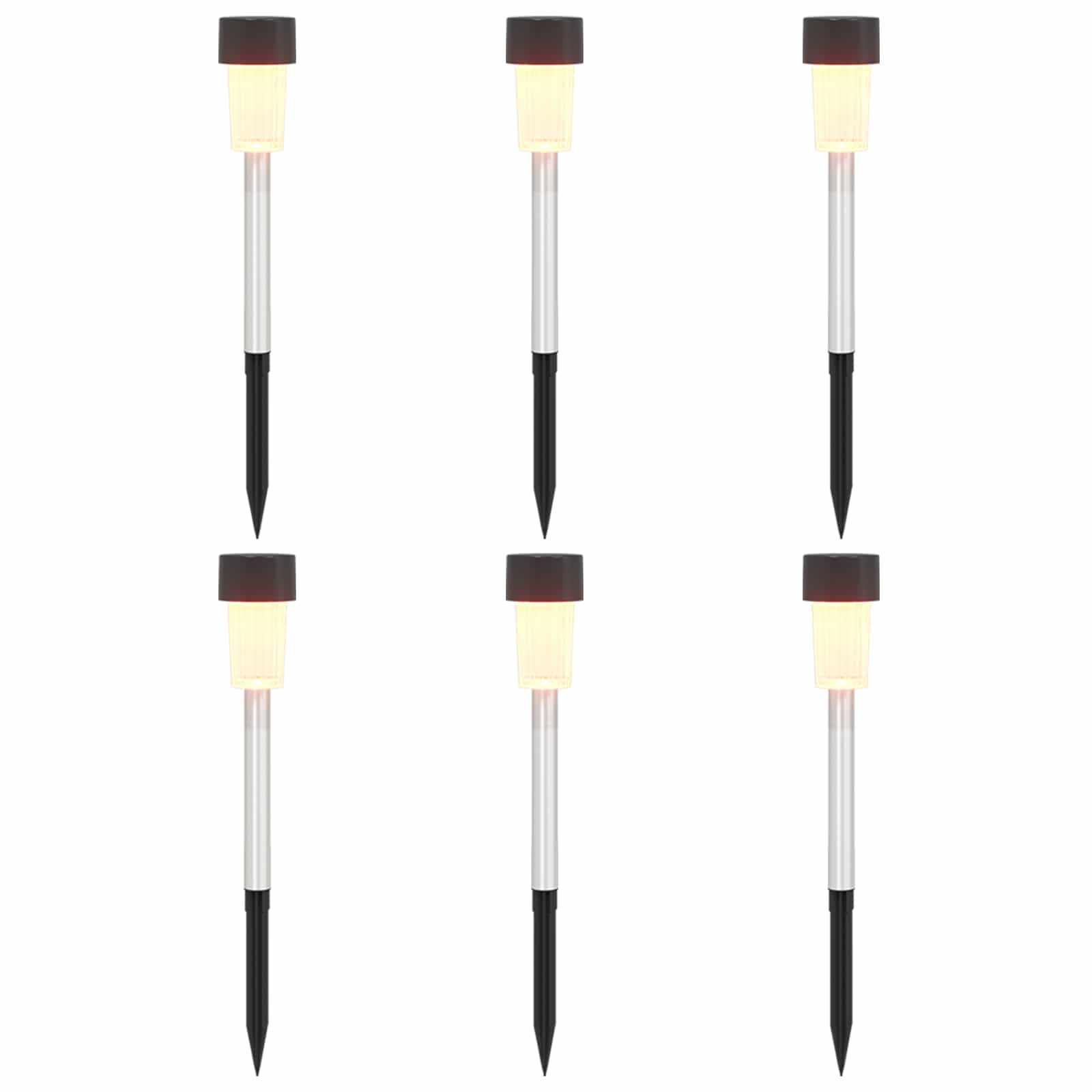 Buitenzonne-lampen met grondpin 6 st Warmwit 29,5 cm