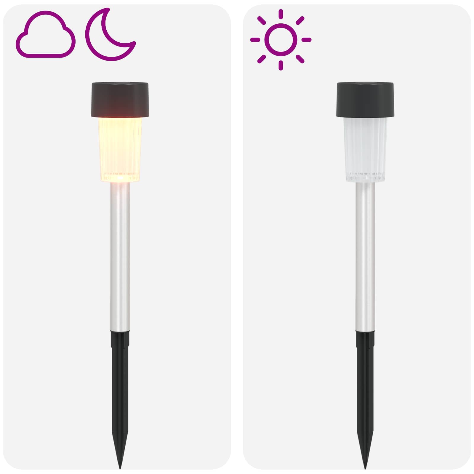 Buitenzonne-lampen met grondpin 12 st Warmwit 29,5 cm