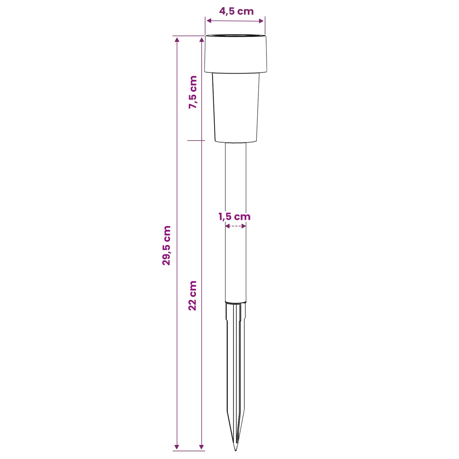 Buitenzonne-lampen met grondpin 12 st Warmwit 29,5 cm