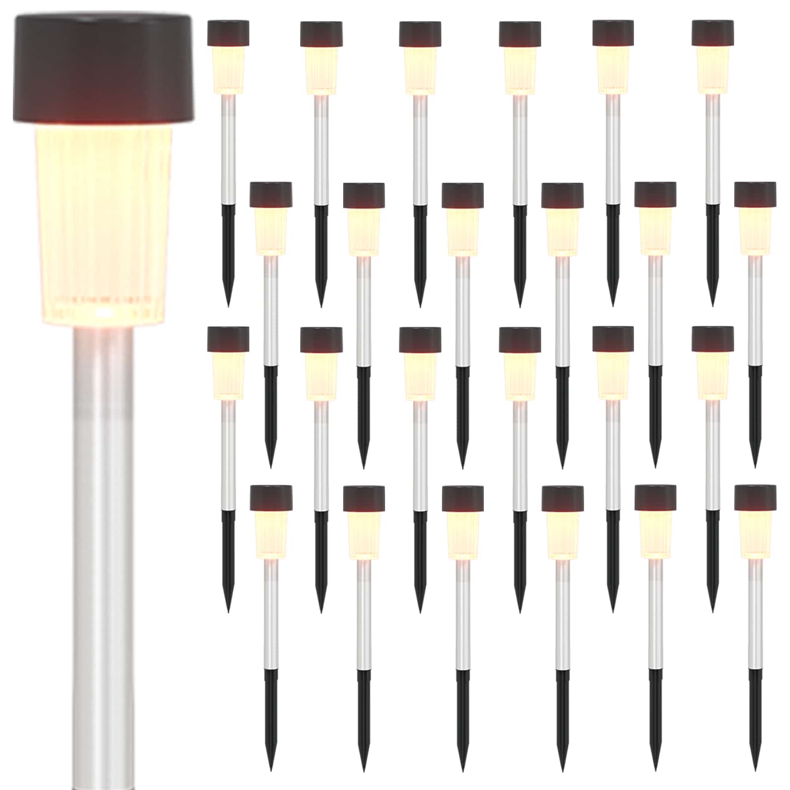 Buitenzonne-lampen met grondpin 24 st Warmwit 29,5 cm